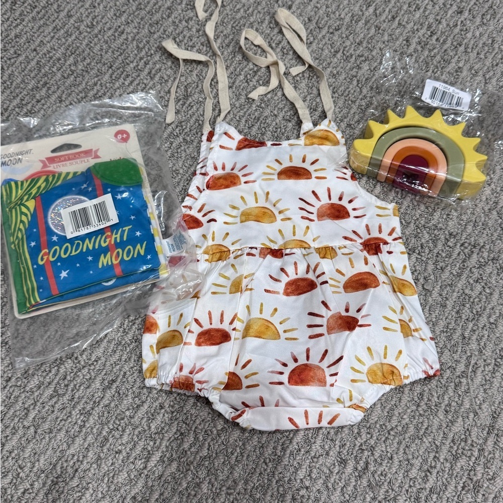 Baby bundle- outfit, sun blocks and goodnight moon. NWT